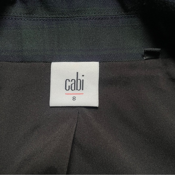 Cabi Moto Jacket‎ Blazer Women's 8 Plaid Navy Blue Hunter Green Preppy Office - Picture 3 of 12